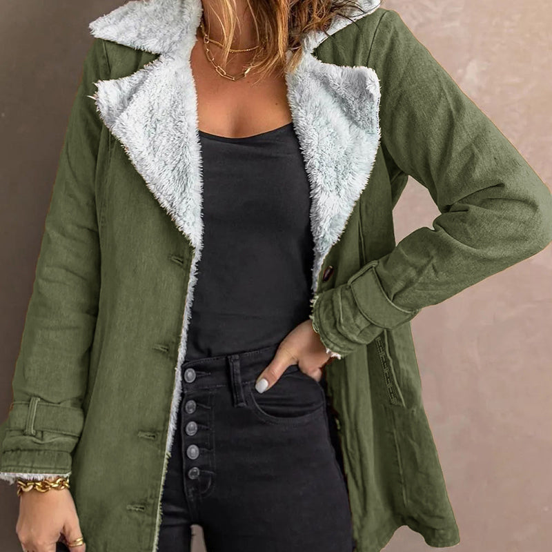 Veste chaude et chic pour femme avec col à revers
