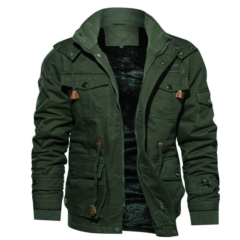 Veste d'hiver thermique pour hommes avec capuche amovible