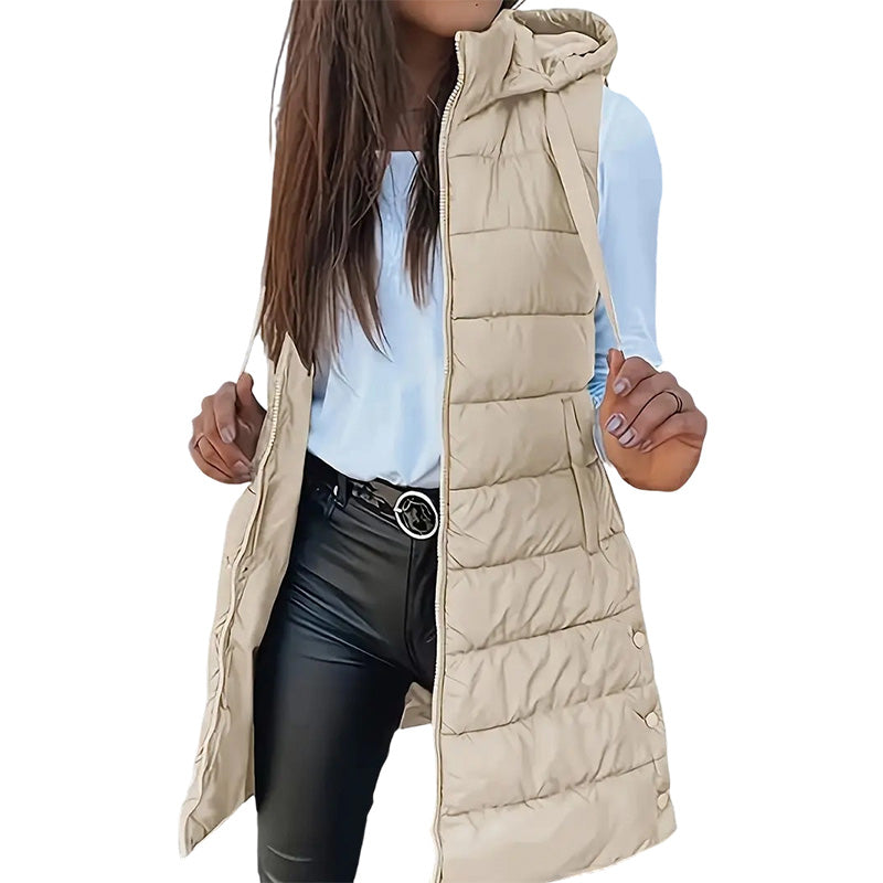 Gilet matelassé à capuche pour femme