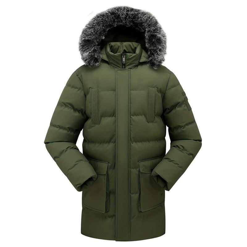 Veste d'hiver mi-longue pour homme, coupe-vent et thermique