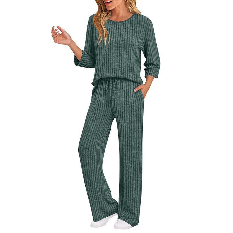 đ„DERNIER JOUR DE SOLDE : -70%đâšEnsemble fĂ©minin 2026 style britannique : haut en maille cĂŽtelĂ©e et pantalon droit