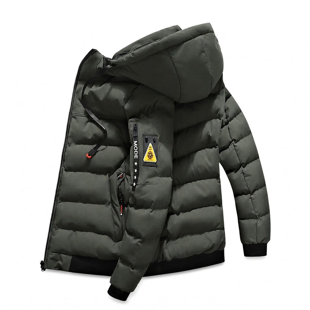 Manteau chaud réversible à capuche pour homme