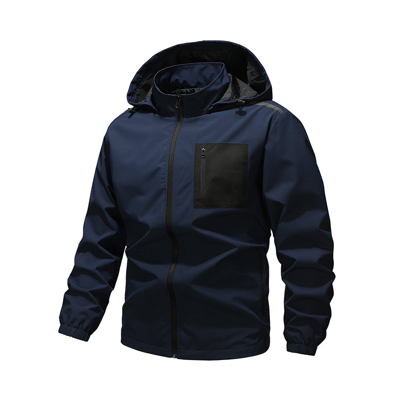 Blouson Coupe-Vent Extérieur pour Homme avec Capuche Amovible