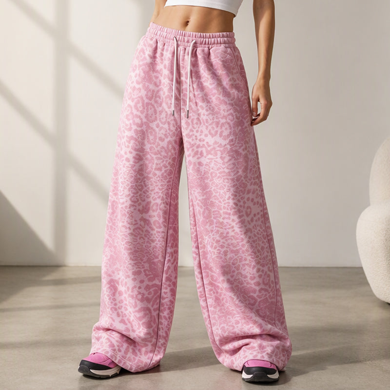 🎁Soldes ! Prix cassés🌍Pantalon de survêtement décontracté à larges jambes et imprimé léopard pour femme