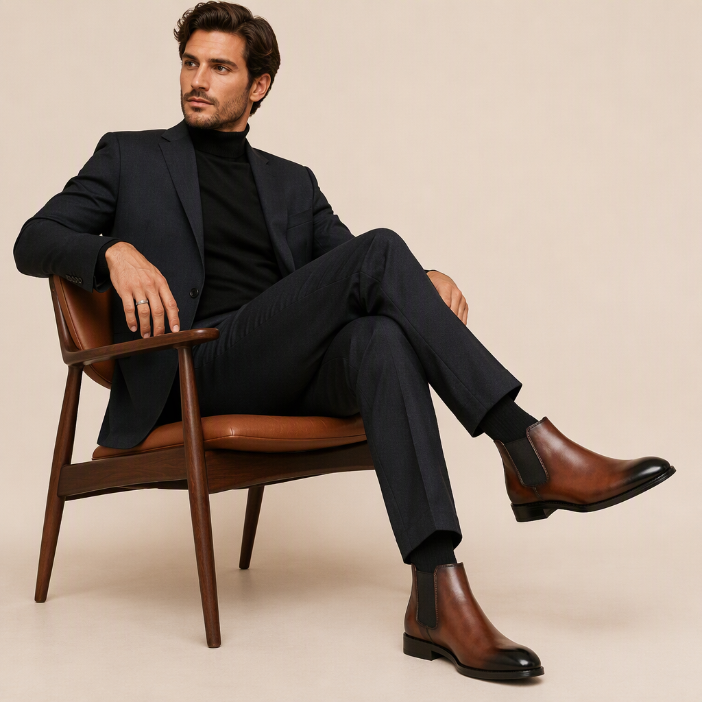 Bottines Chelsea en cuir PU pour hommes