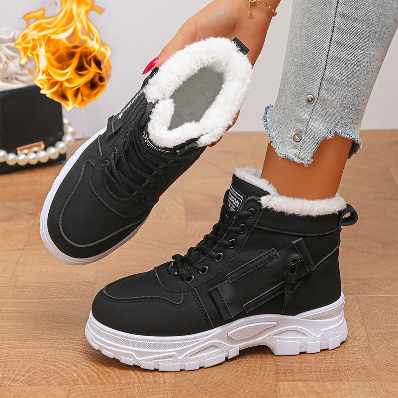 Bottines d'hiver chaudes pour femmes, doublure en peluche
