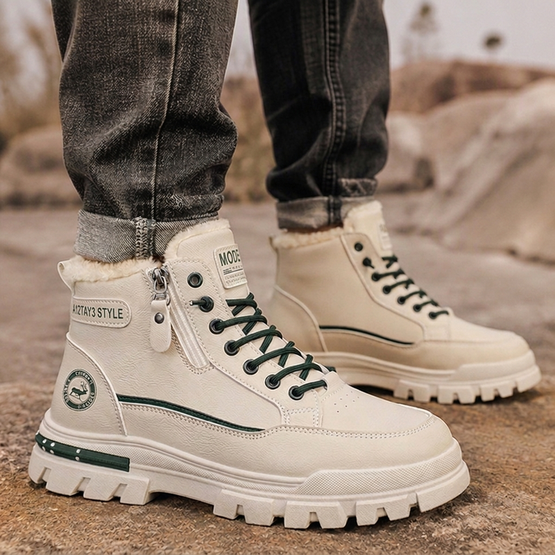 Bottes d'hiver antidérapantes et doublures chaudes pour hommes