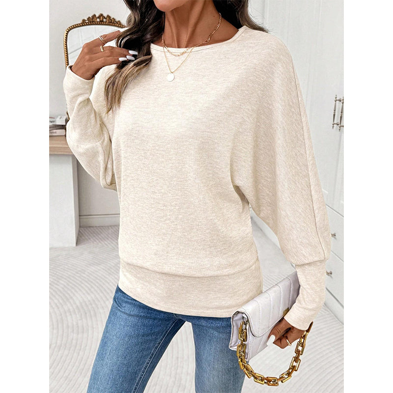 Pull décontracté à manches chauve-souris pour femme