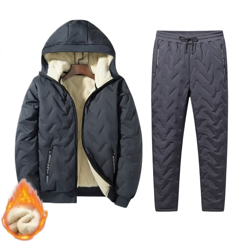 Ensemble d’hiver pour homme : veste matelassée à capuche et pantalon
