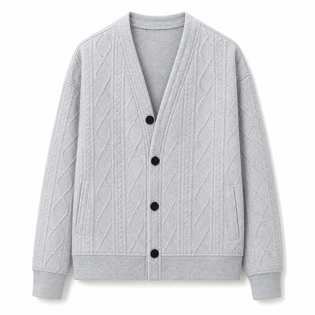 Cardigan en maille jacquard ample pour homme