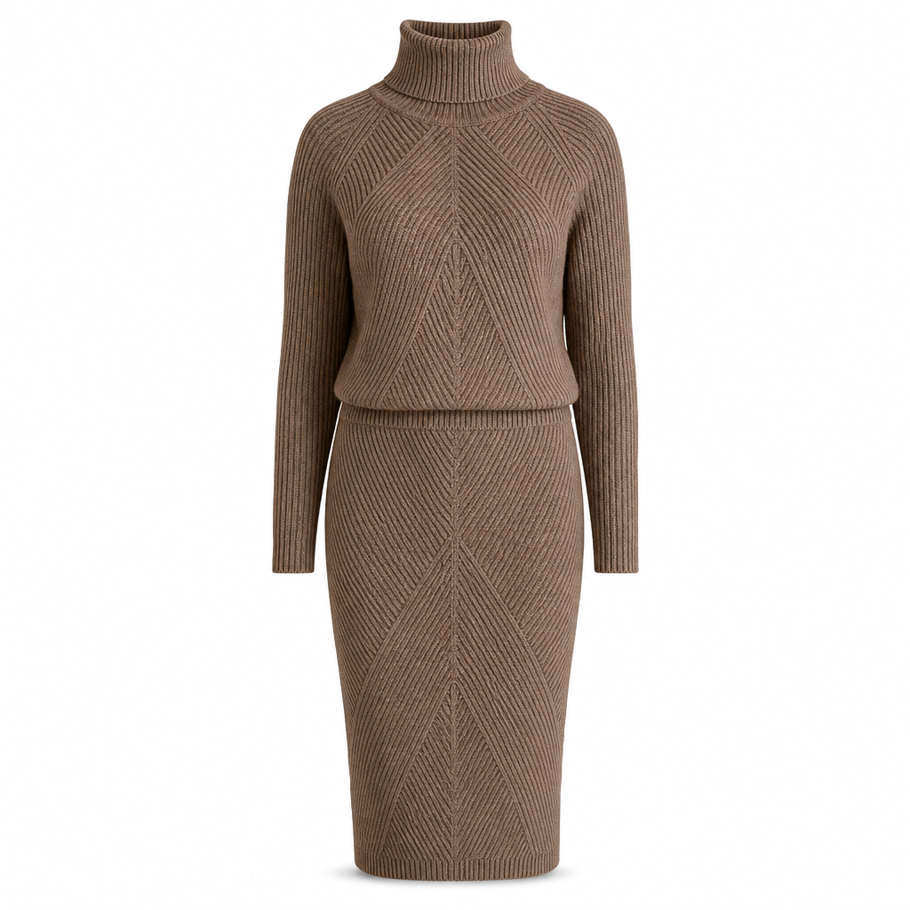 Ensemble pull col roulé en tricot unisexe et jupe pour femmes, pour l'automne et l'hiver