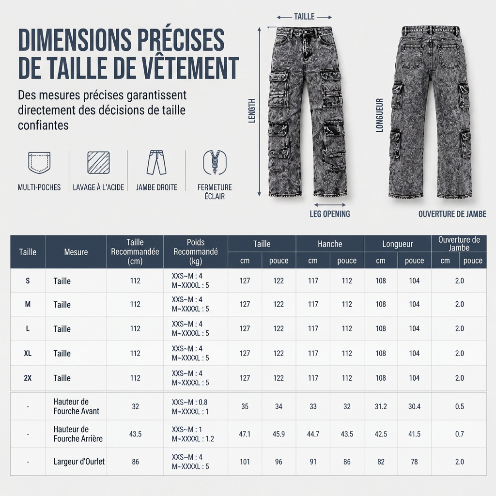 Jean cargo large lavé rétro Pantalon en denim Y2K High Street avec poches