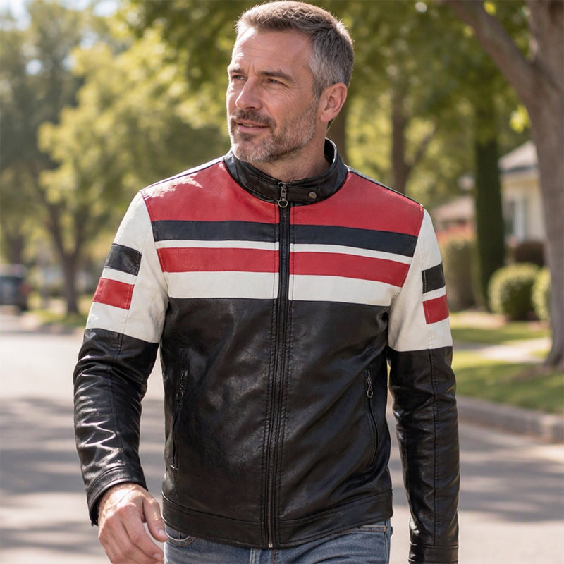 ✨ Veste à patchs à col montant pour homme, esprit vintage : facile à porter au quotidien 🧥