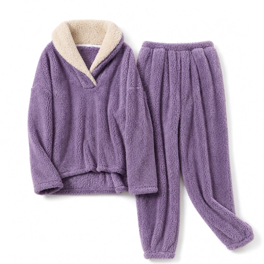 Ensemble pyjama sherpa épais et chaud pour homme et femme