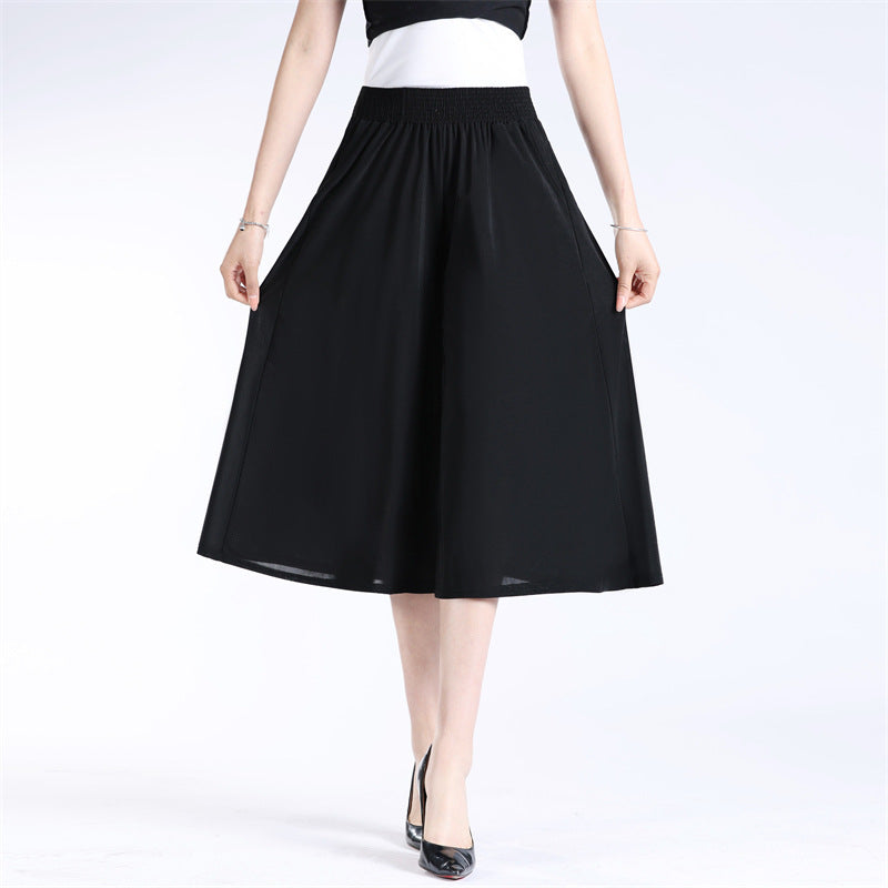 2023 Culottes larges en mousseline plissée à taille élastique pour femmes