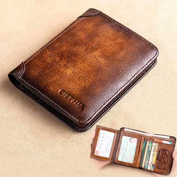 🔥 Nouveauté 2026 🔥 Portefeuille minimaliste en cuir avec protection RFID pour homme – Ultra-fin, véritable cuir de première qualité, design court pour un usage quotidien