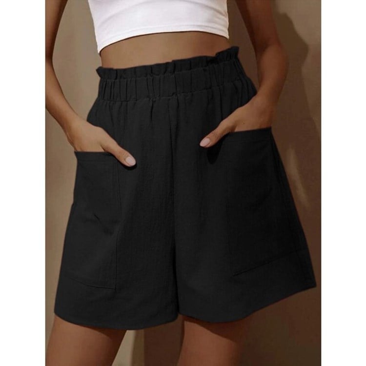 🔥Vente chaude - Short en coton taille haute avec poche pour femme