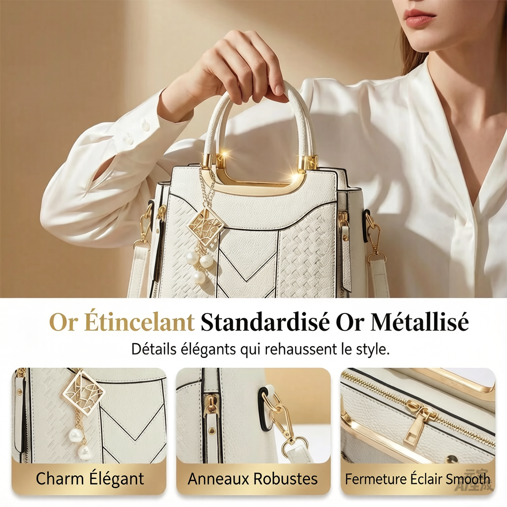 🌸👜 PROMO FLASH 50% ! Sac À Main Femme Élégant – Poignées & Bandoulière, Cuir PU, Texture Coutures en V, 8 Couleurs, Organisation Intelligente ✨