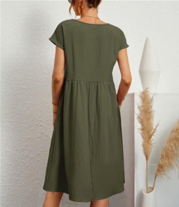 👗 50% DE RÉDUCTION 🌿 Robe d'été sans manches en coton & lin – Coupe fluide, 2 poches & couleur unie – Légère, respirante & parfaite pour les journées chaudes ou les vacances ☀️