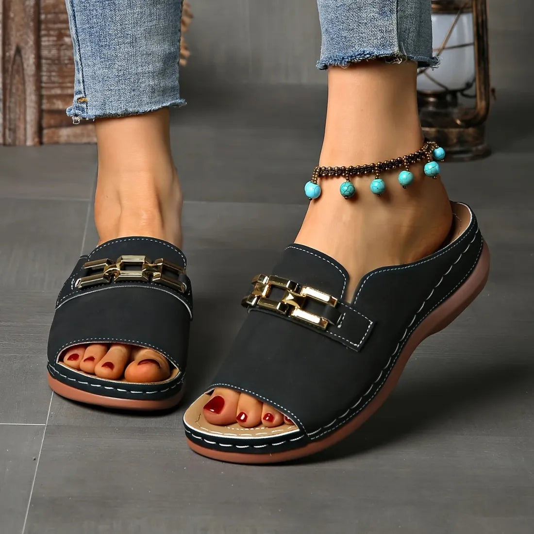 👡Orthopedic sandales avec boucle dorée✨