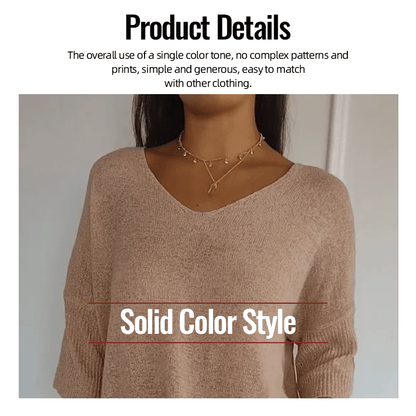 🔥Vente chaude-45% de réduction🥰Haut tricoté à col en V uni（Achetez 2 livraison gratuite）