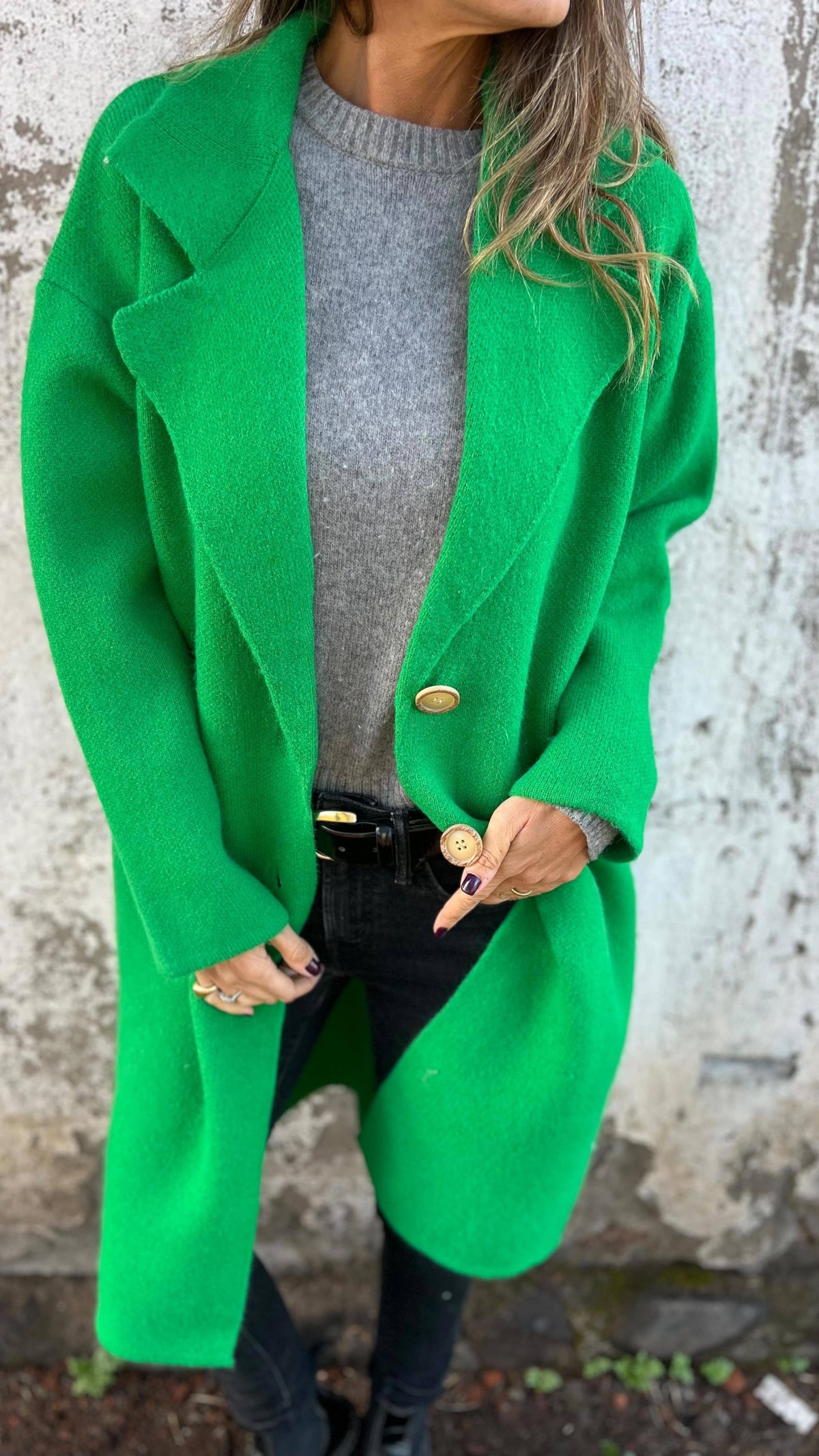 Manteau long à manches longues pour femmes avec col rabattu, épais