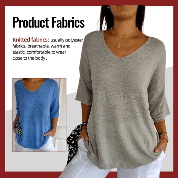 🔥Vente chaude-45% de réduction🥰Haut tricoté à col en V uni（Achetez 2 livraison gratuite）