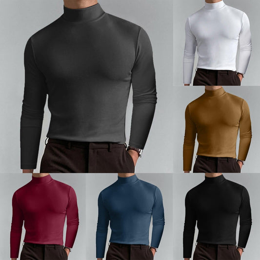 Un sous-vêtement indispensable pour l'automne et l'hiver 🔥 T-shirt slim à manches longues et col haut pour homme