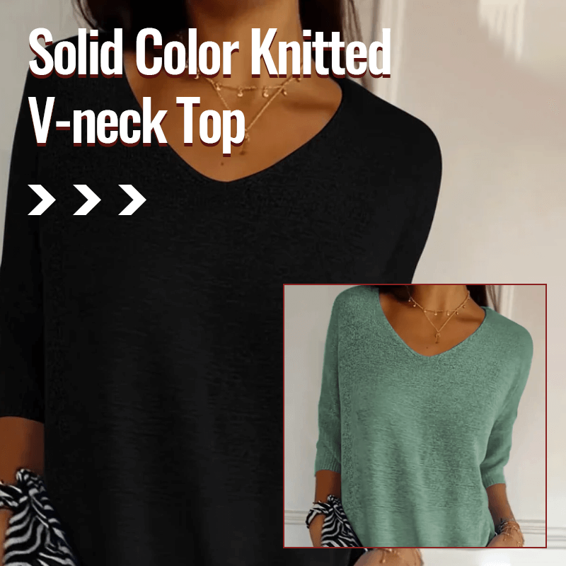 🔥Vente chaude-45% de réduction🥰Haut tricoté à col en V uni（Achetez 2 livraison gratuite）