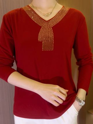 🌹Achetez-en deux et bénéficiez d'une livraison gratuite🔥[M-4XL] 2024 Quality Winter Rhinestone Velvet Long Sleeve T Shirt