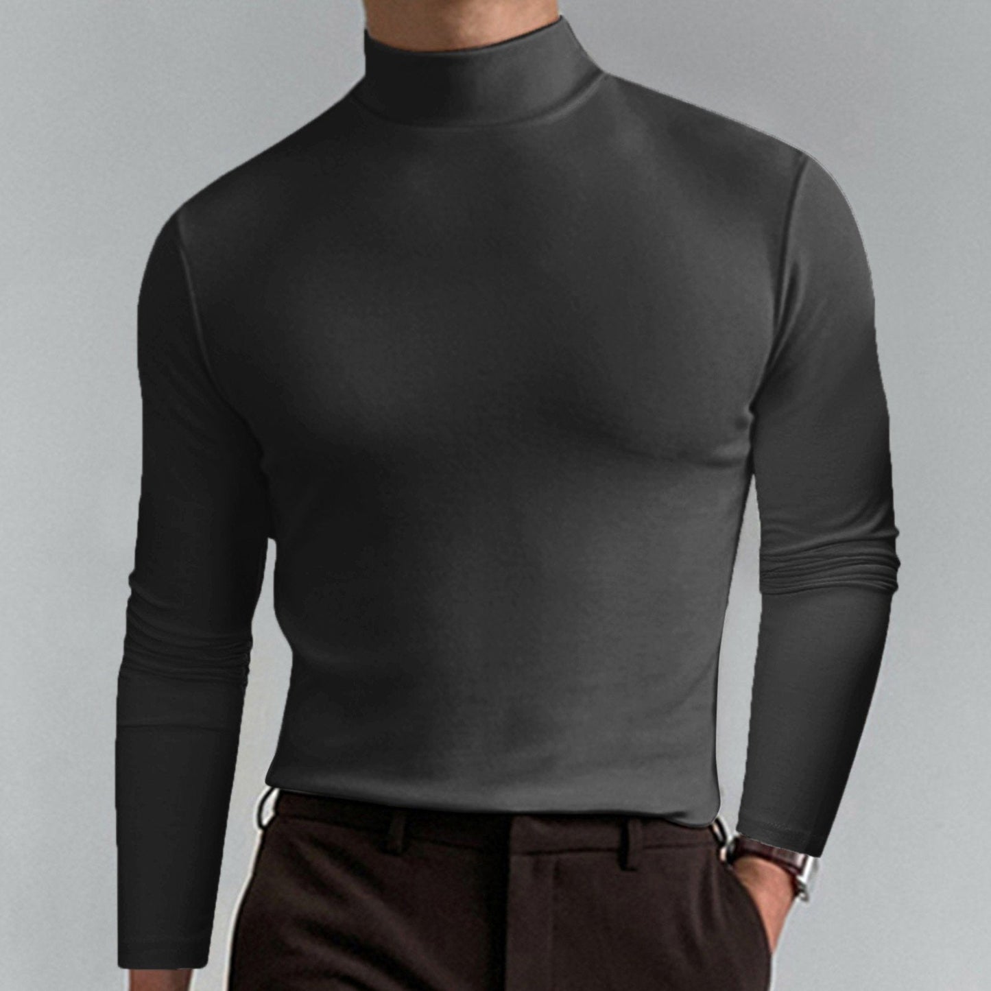 Un sous-vêtement indispensable pour l'automne et l'hiver 🔥 T-shirt slim à manches longues et col haut pour homme