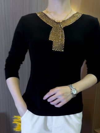 🌹Achetez-en deux et bénéficiez d'une livraison gratuite🔥[M-4XL] 2024 Quality Winter Rhinestone Velvet Long Sleeve T Shirt