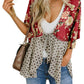 Cardigan pour Femme à Motif Floral avec Manches à Volants et Nœud