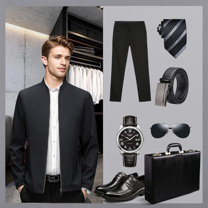 🔥🔥Veste décontractée à col montant et fermeture éclair pour hommes（50% OFF）