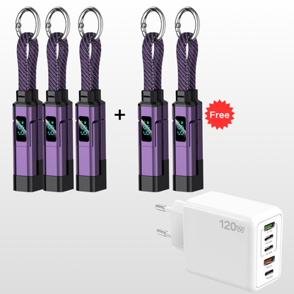 💥 Offre spéciale : Achetez 2, recevez 1 GRATUIT !🔌 Câble de charge 4 en 1 avec affichage numérique et anneau porte-clés – charge rapide, résistant aux nœuds et compact