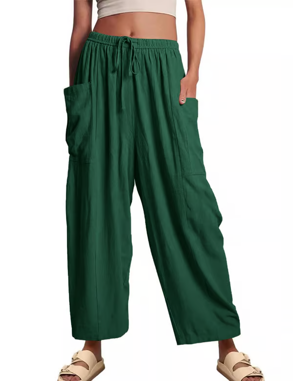 ⏳Offre à durée limitée : 50 % de réduction💥👖Pantalon de loisirs en lin à jambes larges pour femme