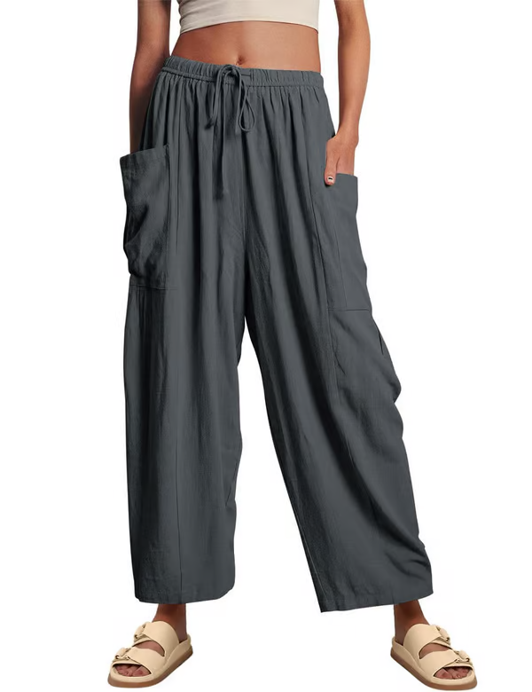 ⏳Offre à durée limitée : 50 % de réduction💥👖Pantalon de loisirs en lin à jambes larges pour femme