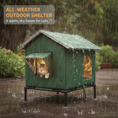 🐱 PROMO LIMITÉE 38% DE RÉDUCTION ! ✨ Maison pour Chat d‘Extérieur surélevée – Imperméable, Isolante, Stable et Pliable 🌧️