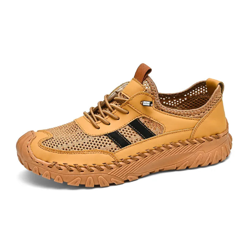 Chaussures de randonnée orthopédiques à enfiler en cuir pour homme