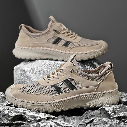 Chaussures de randonnée orthopédiques à enfiler en cuir pour homme