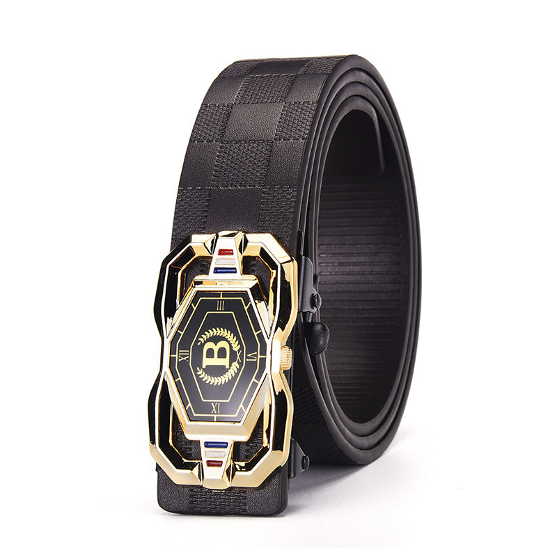 🐊Ceinture en cuir pour homme avec motif crocodile raffiné, boucle automatique et fabriquée en cuir de vachette.