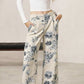 Jean femme cropped à coupe large et imprimé floral