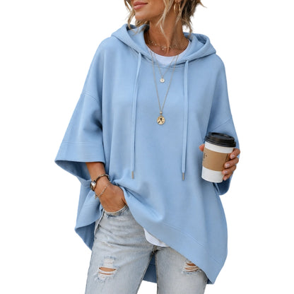 Sweat à capuche décontracté pour femme, coupe ample et manches larges