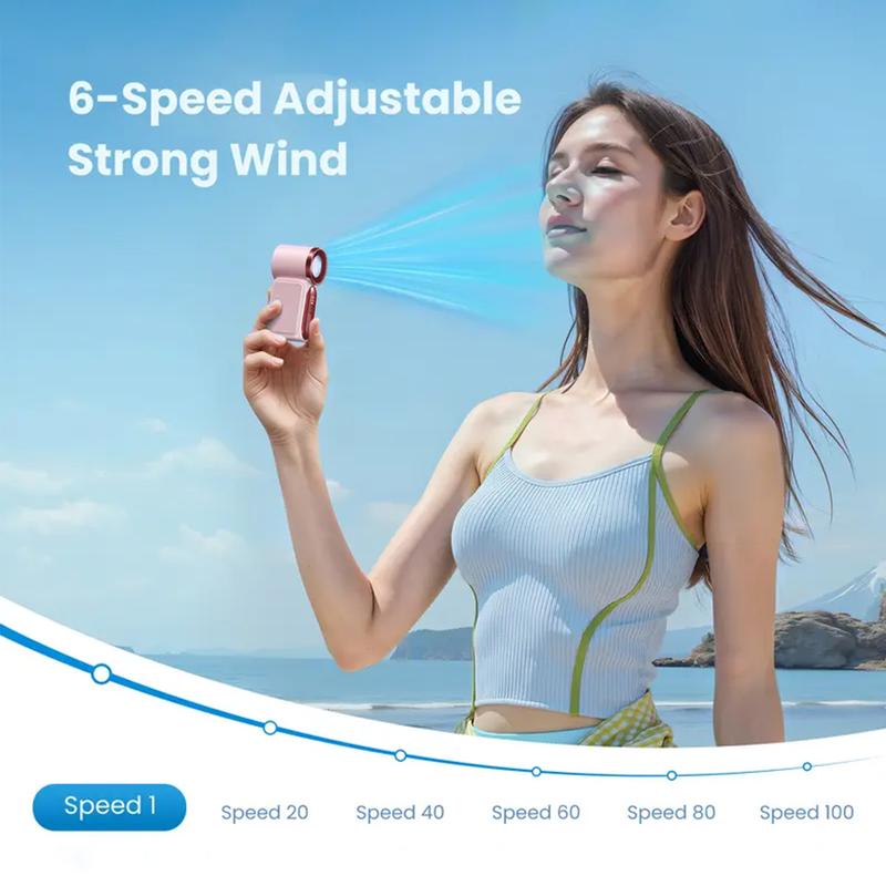 🌀💨Mini ventilateur portable avec affichage LED –👍 Ventilateur de poche turbo 5 vitesses.✨ Rechargeable par USB, refroidissement rapide idéal pour les voyages et le maquillage. Cadeau parfait. Réfrigération portable.