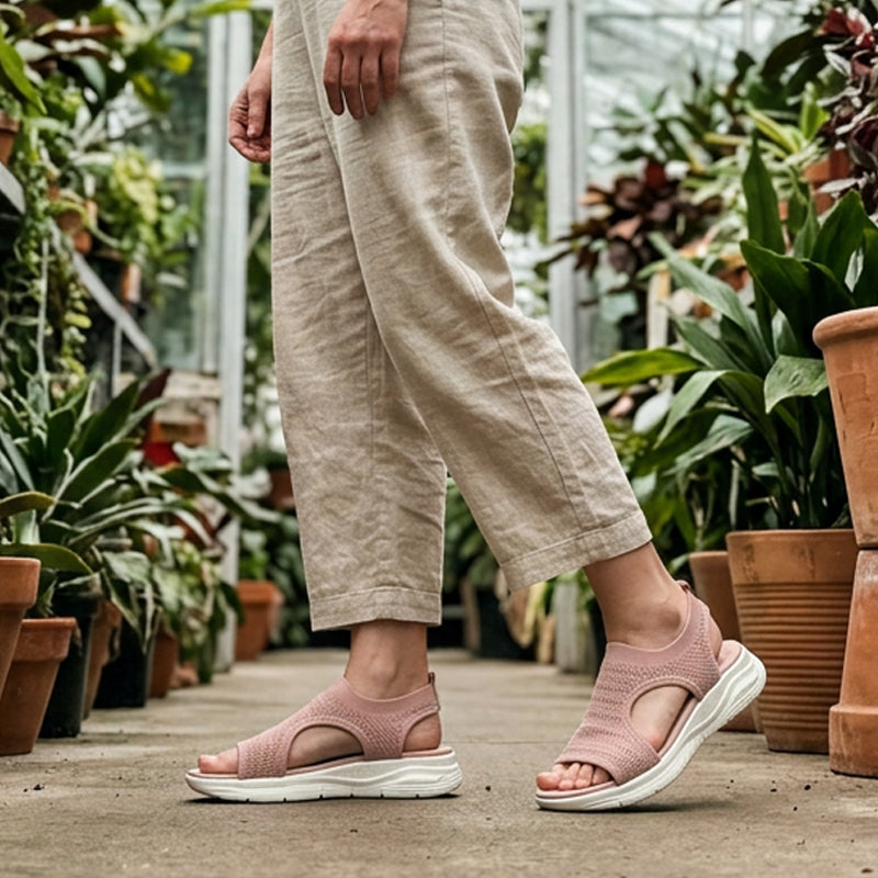 Sandales d'été confortables, respirantes, plates et à bout ouvert pour femmes