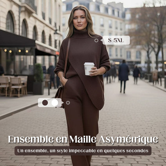 🔥Ensemble 2 pièces femme👚Pull asymétrique + pantalon large (livraison gratuite)
