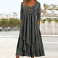 Bestseller🏆👗 Tiered Midi Dress with Heart Accent – Flattering A-Line & Breezy Fabric for Travel or Gatherings