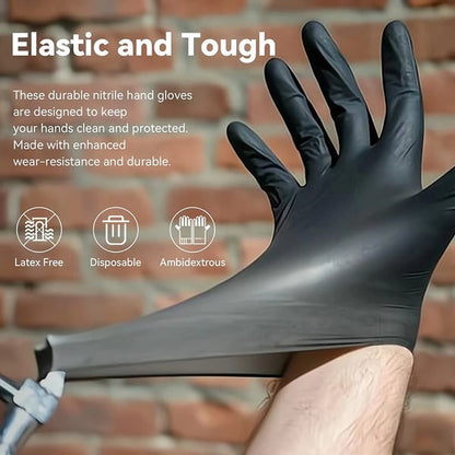 📢📢50 % de réduction !! ⏰100 gants jetables en nitrile noir Outils de sécurité pour le nettoyage domestique