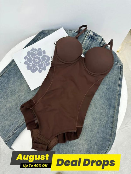 🔥 Offre spéciale 50 % de réduction 🔥Body Shapewear avec soutien-gorge | Taille réglable amincissante froncée✨