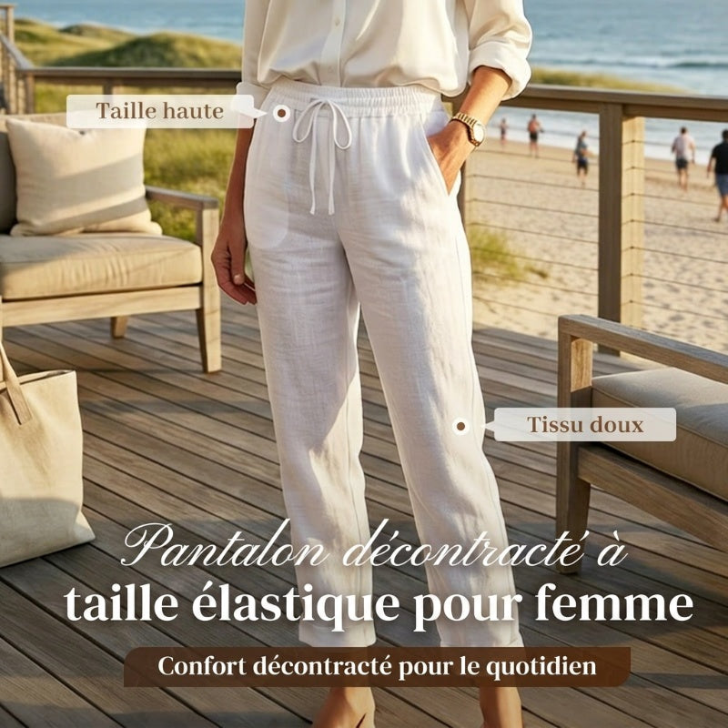 💎 50% DE RÉDUCTION ! 💎 Pantalon Décontracté à Jambe Droite – Coton & Lin Respirant, Taille Élastiquée & 6 Couleurs Disponibles 🌿👖